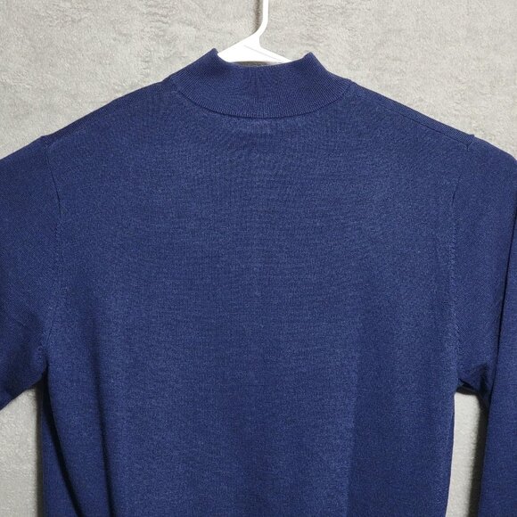 Turtleson Sweater Mens Small Navy Blue Lined Merino 1/4 Zip Marine Lawn MFI4S02 - Picture 7 of 16